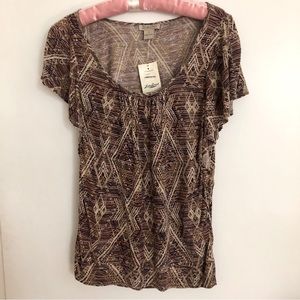 Lucky Brand flutter sleeve banded top